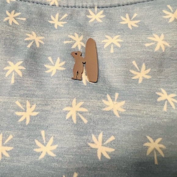 JOHNNIE-O MEN’S LIGHT BLUE PALM PRINT 1/4 ZIP PULLOVER SURF SWIM TOP SIZE MEDIUM - Picture 3 of 9